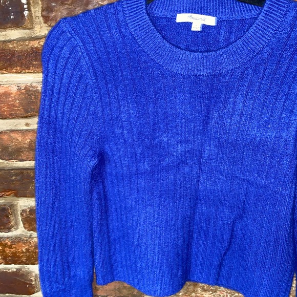 Madewell Voyage Blue Readfield Pullover Crop Sweater Women's Size Medium - Picture 3 of 6
